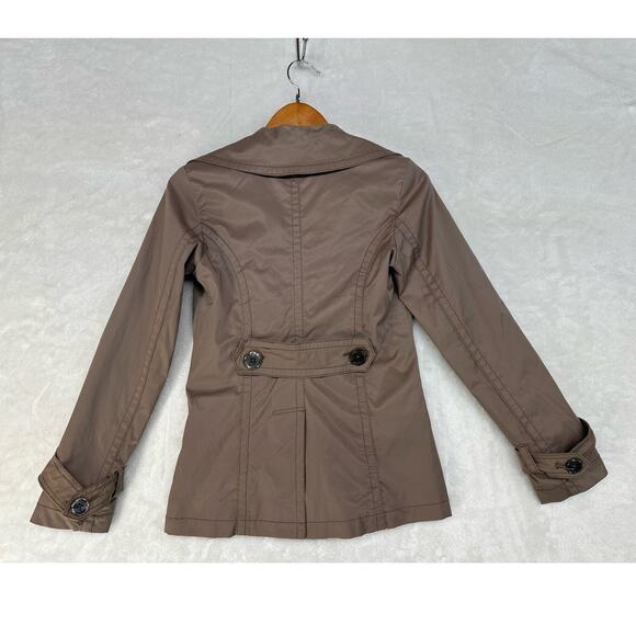 Womens‎ Pea Coat Rain Jacket Merona Size XS Tan Brown Double Breasted Button Up - Picture 6 of 16